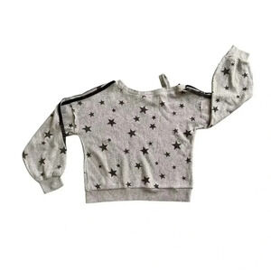 Vintage Havana Stars Grey One Shoulder Sweater Pullover Long Sleeve Size S 7/8